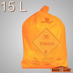 Saco para Lixo Hospitalar - Tóxico - Laranja - 15 Litros - Plásticos Jurema