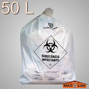 Saco para Lixo Hospitalar - Infectante - Branco - 50 Litros - Plásticos Jurema