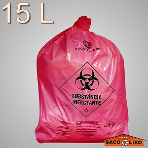 Saco para Lixo Hospitalar - Infectante - Vermelho - 15 Litros - Plásticos Jurema