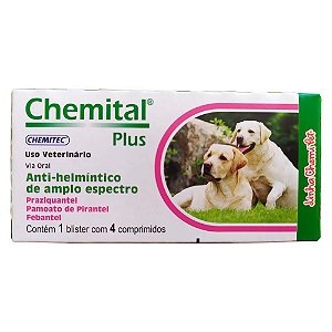 Vermífugo Para Cães Chemital Plus 4 Comprimidos