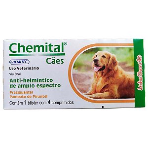 Vermífugo Para Cães Chemital Caes 4 Comprimidos