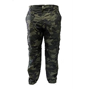 Calça Presa Viva 2 em 1 Camuflado Verde Com 8 Bolsos