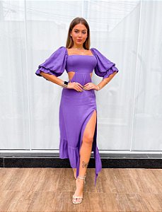 Vestido longo fenda com mg/Bufante