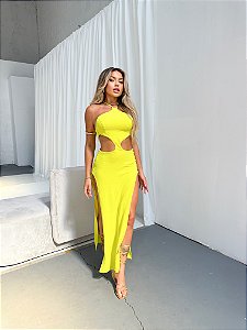 Vestido midi superfenda Mari