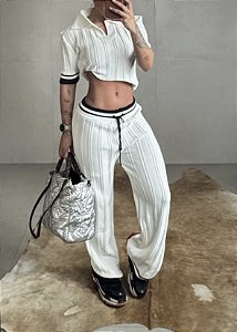Conjunto polo e calça tricô modal