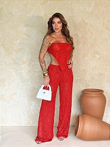 Conjunto Tricô com Fio Lurex