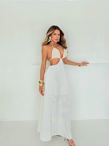 Vestido Bordado c/ Top Crochê