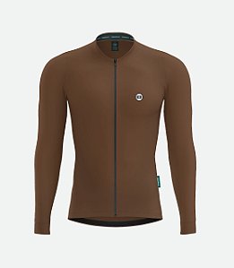 Jersey Poliamida Manga Longa Masculina Marrom
