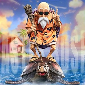 Figure Mestre Kame Encima da Tartaruga, da série Dragon Ball Z