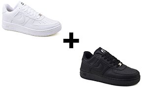 Combo Nike Air Force Branco - (38 ao 43) + Preto - (38 ao 43) - Nizano Shoes