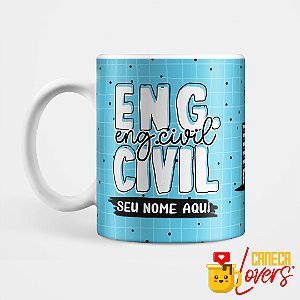 Caneca Flork Profissões - Engenharia Civil - Nome Personalizado