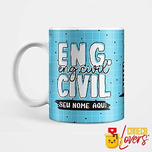 Caneca Flork Profissões - Engenharia Civil - Nome Personalizado