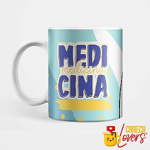 Caneca Flork Profissões - Medicina (Azul) - Nome Personalizado