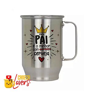 Caneca de Chopp em Alumínio - Melhor pai com cerveja