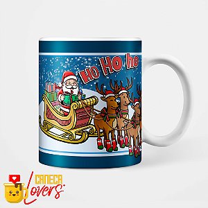 Caneca Natal Divertido - Ho Ho Ho trenó