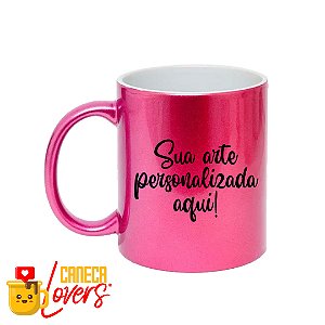 Caneca Perolizada Personalizada - Rosa - Arte Exclusiva