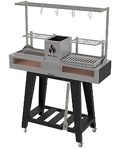 HOTBOX PARRILLA DUPLA - GRELHA ARGENTINA E URUGUAIA - BASE ALTA + KIT TENDAL