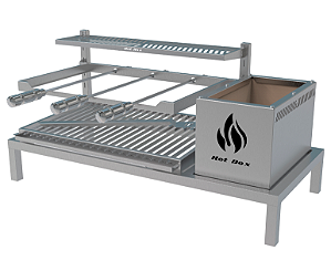 Parrilla Residencial Premium INOX 304 - Para Alvenaria 97 x 45cm Com Espetos