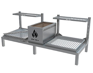 Parrilla Dupla Residencial Premium INOX 304 - Para Alvenaria 118 x 45cm