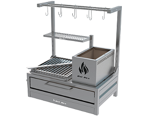 Parrilla Residencial Premium INOX 304 - Bancada 74 x 45cm - Com Tendal