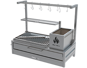 Parrilla Residencial Premium INOX 304 - Bancada 97 x 45cm - Com Tendal