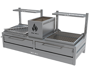 Parrilla Dupla Residencial Premium INOX 304 - Bancada 118 x 45cm