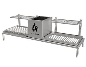 Parrilla Dupla Residencial INOX 430 - Para Alvenaria 108 x 34cm
