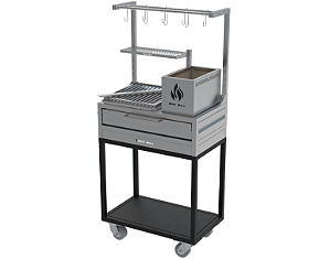 Parrilla Residencial Premium INOX 304 Com Carrinho 74 x 45cm - Com Tendal