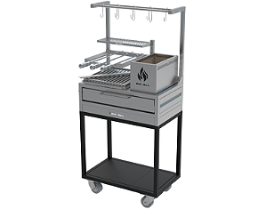 Parrilla Residencial Premium INOX 304 Com Carrinho 74 x 45cm - Com Tendal e Espetos