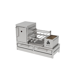 Parrilla Residencial Premium INOX 304 - Bancada 112 x 45cm - Com Forno