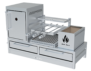 Parrilla Residencial Premium INOX 304 - Bancada 112 x 45cm - Com Forno