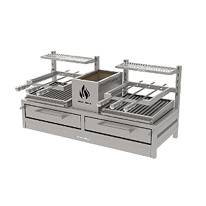Parrilla Residencial Premium Dupla INOX 304 - Bancada 118 x 45cm