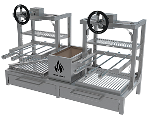 Parrilla Residencial Premium Dupla INOX 304 - Para Alvenaria 118 x 45cm