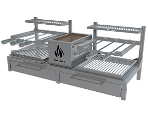 Parrilla Residencial Premium Dupla INOX 304 - 118 x 45cm Para Alvenaria