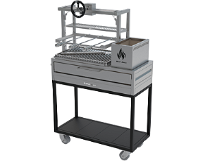 Parrilla Residencial Premium INOX 304 - Carrinho 97 x 45cm - Com Volante