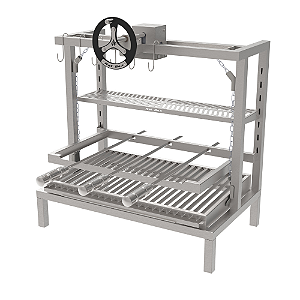 Churrasqueira Parrilla Residencial Premium INOX 304 – Alvenaria com Volante 74x45cm