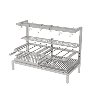 Churrasqueira Parrilla Premium INOX 304 97x45cm – Alvenaria com Tendal