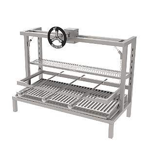 Churrasqueira Parrilla Residencial Premium INOX 304 97 x 45cm - Alvenaria Com Volante