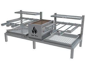 Parrilla Residencial Premium Dupla INOX 304 - 118 x 45cm Para Alvenaria