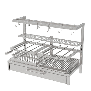 Churrasqueira Parrilla Premium INOX 304 97x45cm – Alvenaria com Tendal
