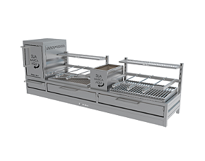 Parrilla Residencial Premium Dupla INOX 304 - Bancada 200 x 45cm