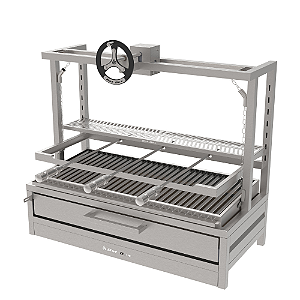 Parrilla Residencial Premium INOX 304 - Bancada 97 x 45cm Com Volante