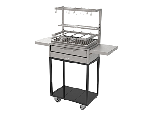 Parrilla Residencial Premium INOX 304 - Carrinho Com Tendal 74 x 45cm