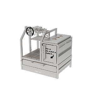 Parrilla Profissional de Bancada Premium 80cm OU 100cm, 1 Volante e Carenada - INOX 304