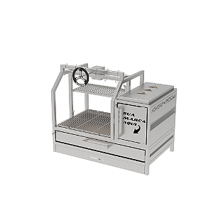 Parrilla Profissional de Bancada Premium 80cm OU 100cm, 1 Volante e Carenada - INOX 304