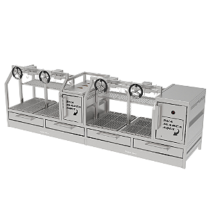 Parrilla Profissional Premium 250x60cm 4 Volantes Com Forno - INOX 304