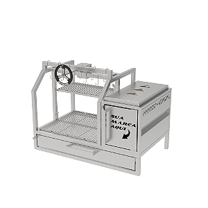 Parrilla Profissional de Alvenaria Premium 80cm OU 100cm, 1 Volante - INOX 304