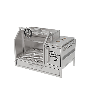Parrilla Profissional de Alvenaria Premium 80cm OU 100cm, 1 Volante - INOX 304 - Carenada