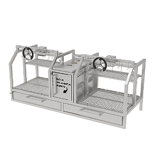 Parrilla Profissional de Alvenaria Premium 126cm, 146cm OU 166cm, 2 Volantes - INOX 304