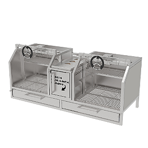 Parrilla Profissional de Alvenaria Premium 126cm, 146cm OU 166cm, 2 Volantes - INOX 304 - Carenada